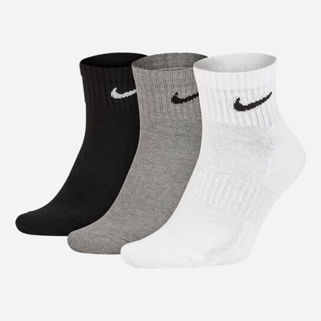 Набір чоловічих шкарпеток бавовняних 3 пари Nike U Nk Everyday Csh Ankl 3Pr 132 SX7667-964 42-46 (L) Чорний/Сірий/Білий (194955549223) - зображення 1