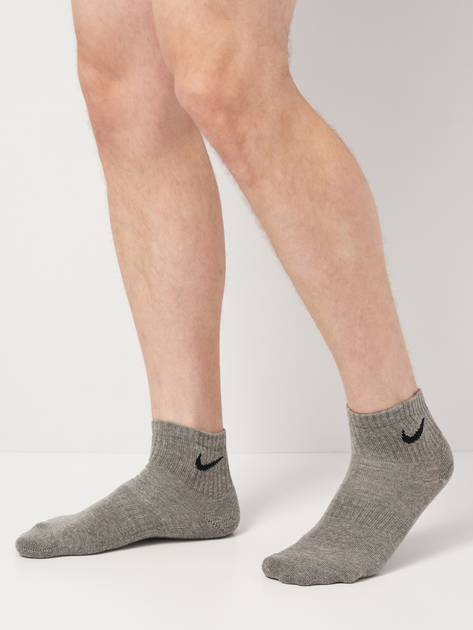 Набір чоловічих шкарпеток бавовняних 3 пари Nike U Nk Everyday Csh Ankl 3Pr 132 SX7667-964 42-46 (L) Чорний/Сірий/Білий (194955549223) - зображення 3