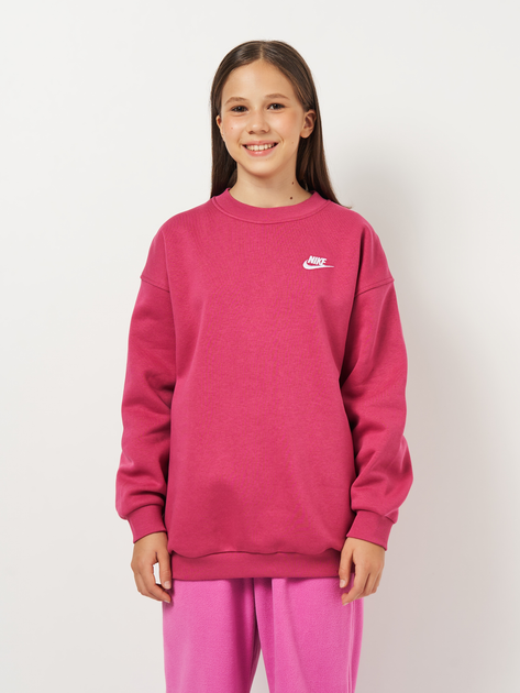 Дитячий світшот на флісі оверсайз для дівчинки Nike G Nsw Club Flc Ovrszd Crew Lbr FD2923-634 122-128 см (XS) Рожевий (198482279479) - зображення 1