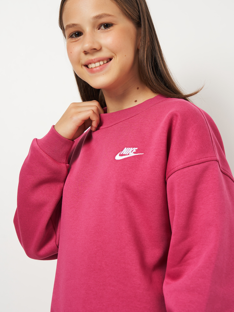 Дитячий світшот на флісі оверсайз для дівчинки Nike G Nsw Club Flc Ovrszd Crew Lbr FD2923-634 122-128 см (XS) Рожевий (198482279479) - зображення 4