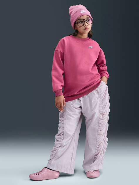Bluza bez kaptura dziecięca dla dziewczynki Nike G Nsw Club Flc Ovrszd Crew Lbr FD2923-634 128-137 cm (S) Różowa (198482205928) - obraz 8