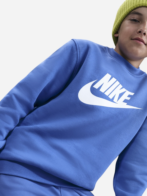 Bluza bez kaptura młodzieżowa chłopięca Nike K Nsw Club Flc Crew Ls Hbr FD2992-411 137-146 cm (M) Niebieska (198482221577) - obraz 6