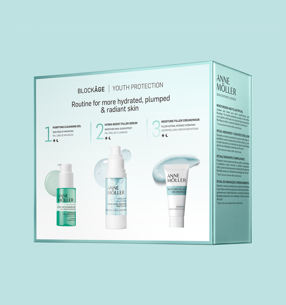 Zestaw kosmetyków do pielęgnacji twarzy Anne Moller Blockage Ritual Moisturizing and Filling Effect Kosmetyczka + Serum 30 ml + Maska 15 ml + Żel oczyszczający 50 ml (8059309004112) - obraz 2