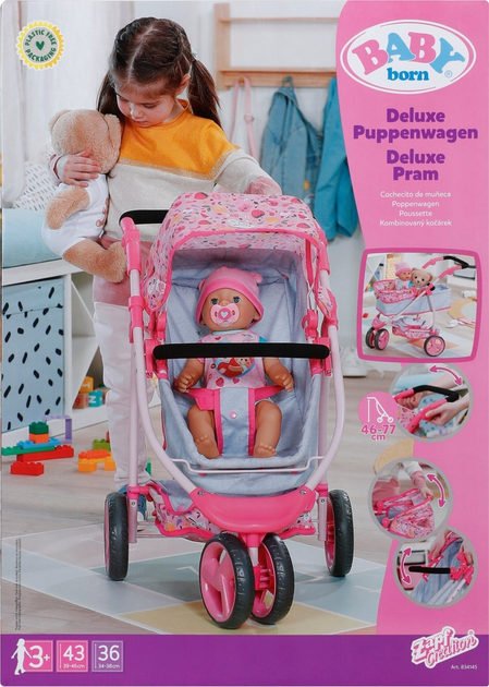 Коляска з капюшоном для ляльок BABY BORN 36 та 43 см Складана 2 в 1 Deluxe (834145) (4001167834145) - зображення 8