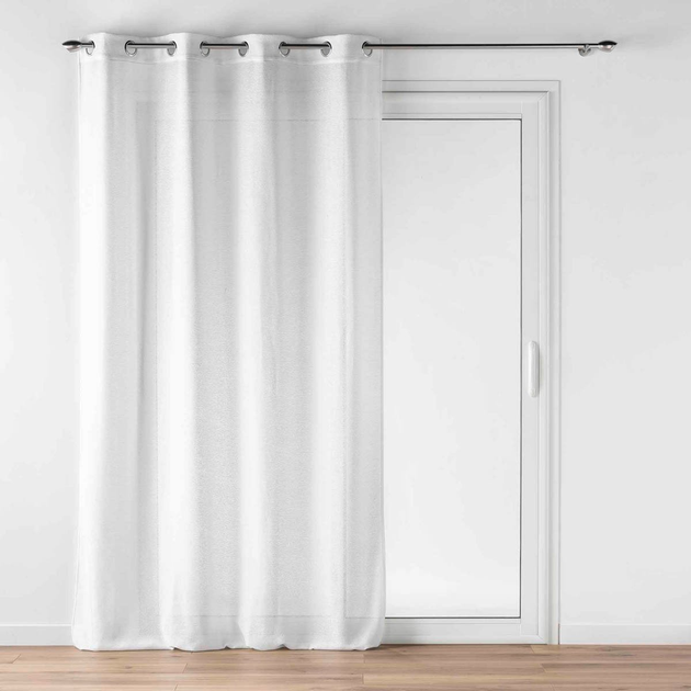 Firana na przelotkach Douceur d'interieur Luoline z efektem lnu Biała 140 x 240 cm (3574386276566) - obraz 1