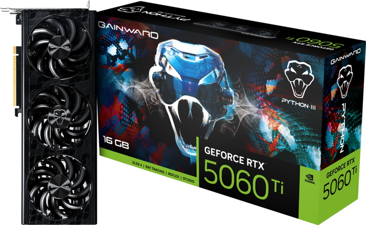 Karta graficzna Gainward PCI-Ex GeForce RTX 5060 Ti Python III 16GB GDDR7 (128bit) (2572/28000) (HDMI, 3 x DisplayPort) (NE7506T019T1-GB2061T) - obraz 9