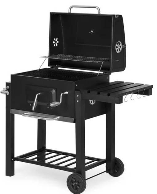 Grill węglowy ModernHome by Multistore duży ogrodowy z pokrywą termometr półki koła dmuchawa gratis (5904224310561) - obraz 1
