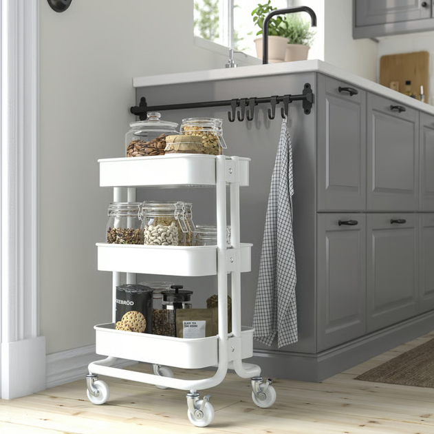 Етажерка Ikea Raskog на колесах 28 x 38 x 61 см Біла (005.867.89) - зображення 3