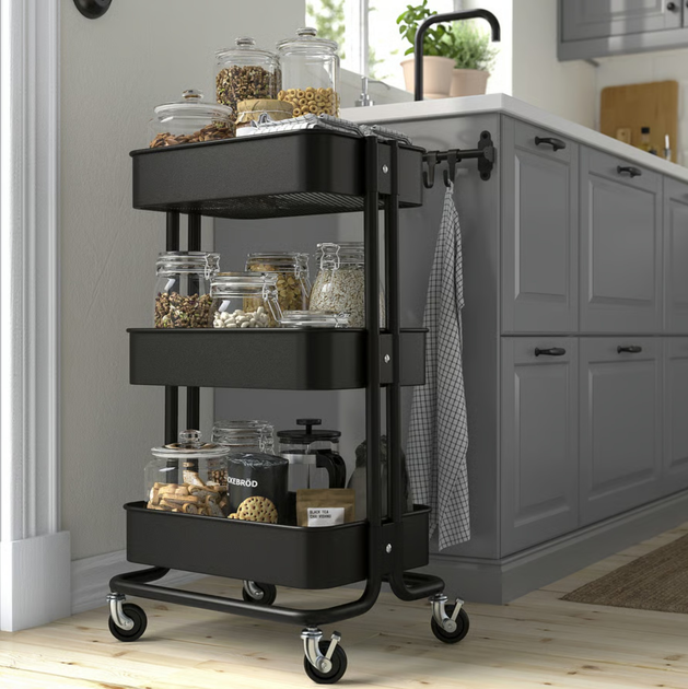 Етажерка Ikea Raskog на колесах 35 x 45 x 77 см Чорна (405.821.81) - зображення 3