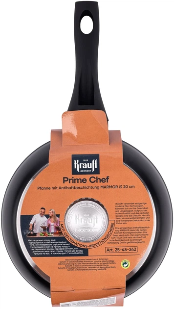 Сковорода алюминиевая Krauff Prime Chef с антипригарным мраморным покрытием 20 см (25-45-242) - Фото 8 Сковорода алюминиевая Krauff Prime Chef с антипригарным мраморным покрытием 20 см (25-45-242) - изображение 8