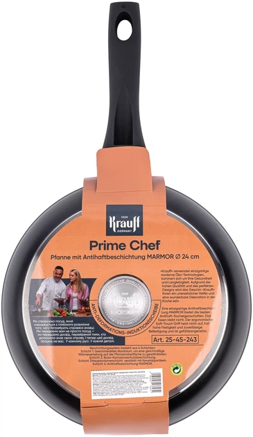 Сковорода алюминиевая Krauff Prime Chef с антипригарным мраморным покрытием 24 см (25-45-243) - Фото 8 Сковорода алюминиевая Krauff Prime Chef с антипригарным мраморным покрытием 24 см (25-45-243) - изображение 8