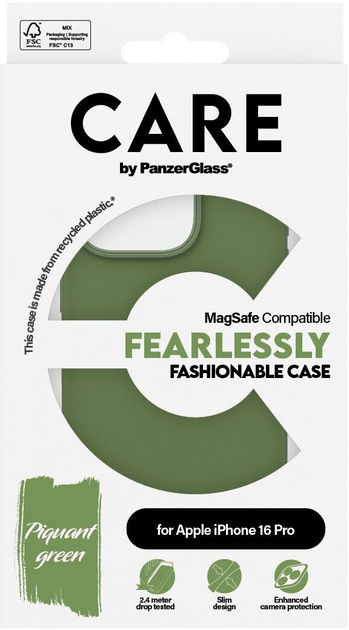 Панель Panzer Glass CARE Fashionable Case MagSafe для Apple iPhone 16 Pro Green (5715685004544) - зображення 3