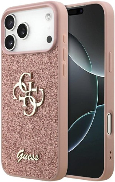 Etui Guess Fixed Glitter Big 4G do Apple iPhone 17 Pro Max Pink (GUHCP17XHG4SGP) - obraz 4