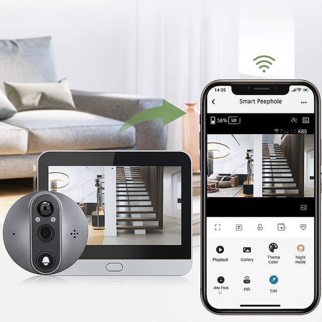 Видеодомофон Wi-Fi Tuya Smart Life LSF-300 Black — дверной звонок с камерой и двусторонней связью - Фото 2 Видеодомофон Wi-Fi Tuya Smart Life LSF-300 Black — дверной звонок с камерой и двусторонней связью - изображение 2