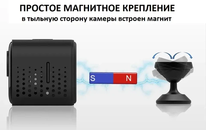 Мінікамера IpCam A11 (WiFi) з віддаленим переглядом + кріплення | IP камера для дому та офісу - зображення 3