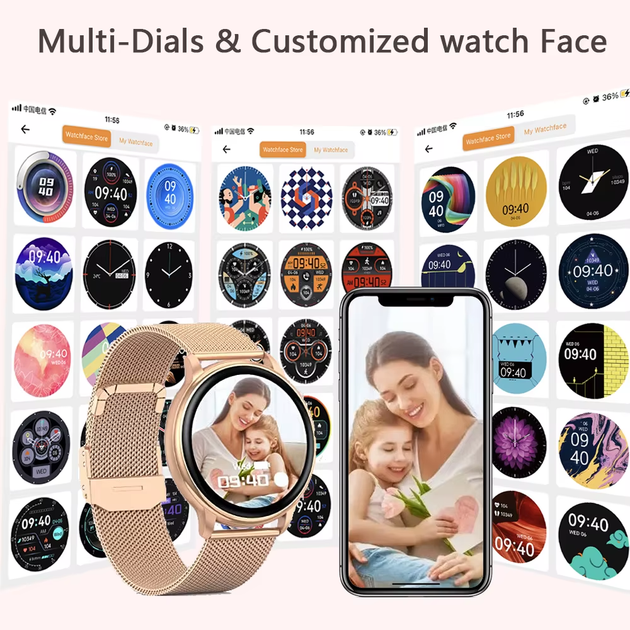 Жіночі смарт-годинник з можливістю дзвінків Smart Mevaden Black + додатковий ремінець - Фото 6 Жіночі смарт-годинник з можливістю дзвінків Smart Mevaden Black + додатковий ремінець - изображение 6