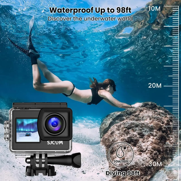Екшн камера SJCAM SJ4000 Dual Screen Black, 4K, 30 м, водонепроникним кейсом, Wi-Fi - Фото 6 Екшн камера SJCAM SJ4000 Dual Screen Black, 4K, 30 м, водонепроникним кейсом, Wi-Fi - изображение 6