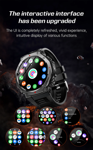 Смарт-годинник Smart Expedition Pro чоловічий розумний годинник IP68/5ATM з ліхтариком - изображение 5