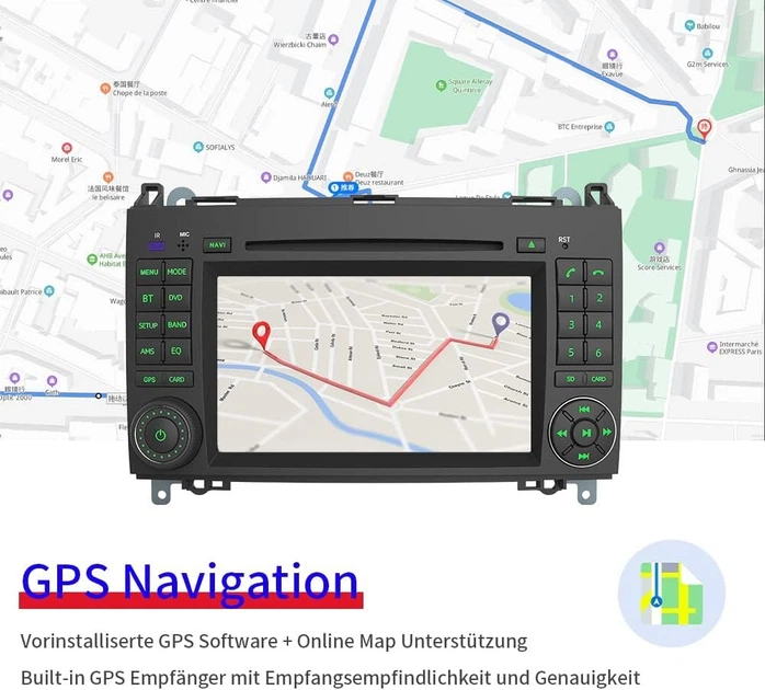 Штатная автомагнитола AWESAFE AW-M8B для Mercedes-Benz / 7" / Сенсорная / 2/32Гб / Android 12 / Apple CarPlay / Android Auto / Bluetooth / WI-FI / GPS / USB / CD / DVD / DAB+ - изображение 2