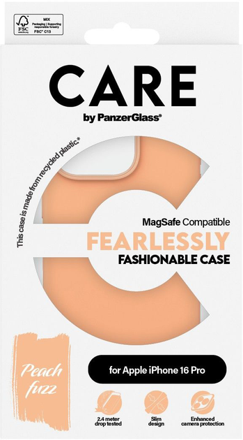 Панель Panzer Glass CARE Fashionable Case MagSafe для Apple iPhone 16 Pro Peachy (5715685004568) - зображення 3