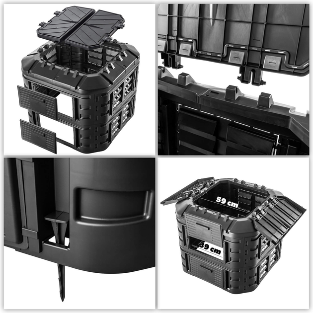 Kompostownik ogrodowy Kadax Nybro czarny 600 l (5903699429969) - obraz 3