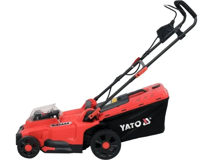 Газонокосилка аккумуляторная YATO 2x18 В Li-Ion 4 А·ч ширина скашивания 37 см высота 25-75 мм травосборник 35 л - изображение 2