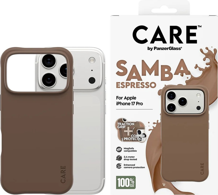 Панель CARE by PanzerGlass Fashionable Case Samba Espresso w. MagSafe для Apple iPhone 17 Pro (CR57384) - зображення 3