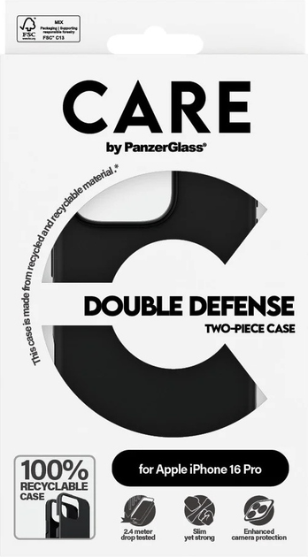 Панель CARE by PanzerGlass Feature Case Double Defense Black для Apple iPhone 16 Pro (5715685003967) - зображення 4