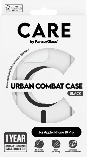 Панель CARE by PanzerGlass Flagship Case Transparent Urban Combat w. Black MagSafe для Apple iPhone 16 Pro (5715685004124) - зображення 4