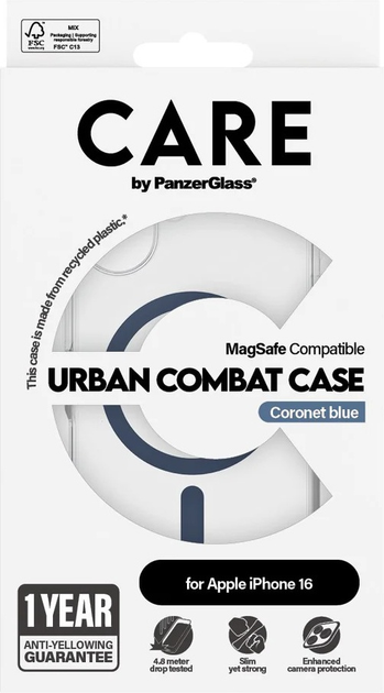 Панель CARE by PanzerGlass Flagship Case Transparent Urban Combat w. Blue MagSafe для Apple iPhone 16 (5715685004315) - зображення 4