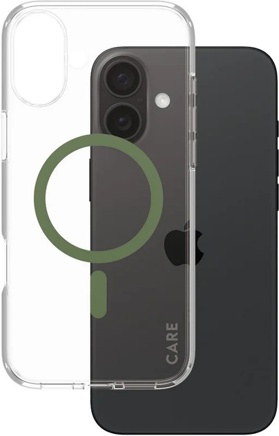 Панель CARE by PanzerGlass Flagship Case Transparent Urban Combat w. Green MagSafe для Apple iPhone 16 Plus (5715685004377) - зображення 1
