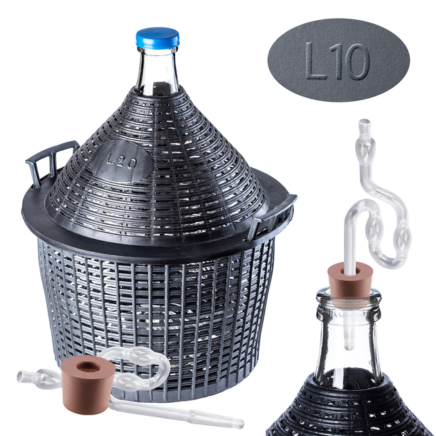 Zestaw winiarski Kadax Balon 10 l + Korek nr. 3 + Plastikowa rurka (5903699487105) - obraz 1