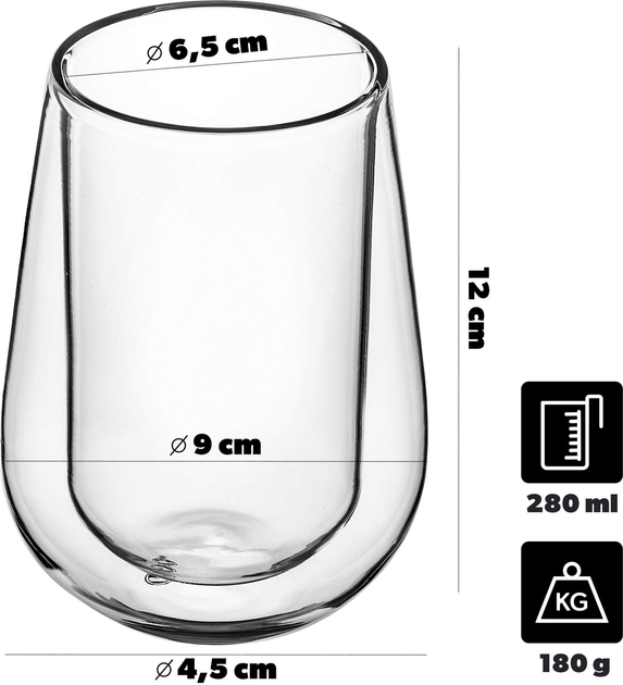 Zestaw szklanek termicznych Kadax z podwójną ścianką 280 ml 6 szt (5903699406793) - obraz 2