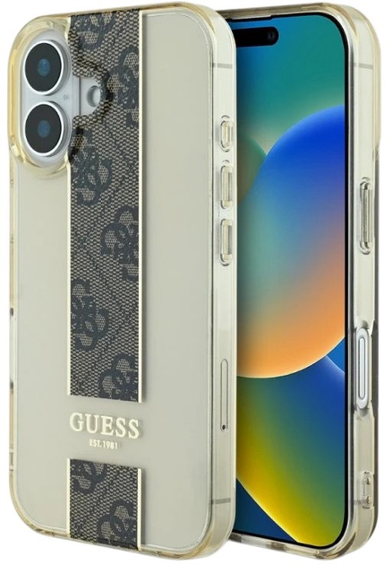 Панель Guess IML Middle 4G Stripe для Apple iPhone 16 Brown (57983122197) - зображення 1