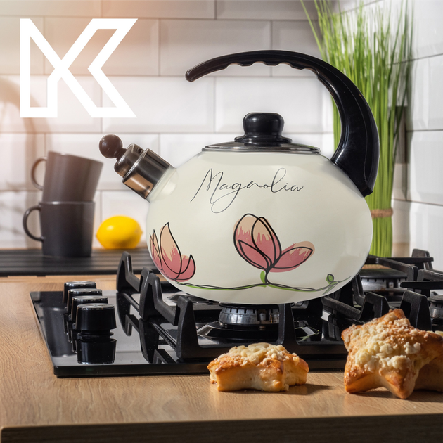 Czajnik emaliowany Kadax Marbella kwiaty magnolii 2.2 l (5903699472132) - obraz 5