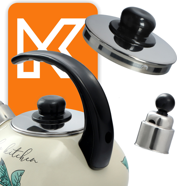Czajnik emaliowany Kadax Marbella Zielone kwiatki 2.2 l (5903699472149) - obraz 4