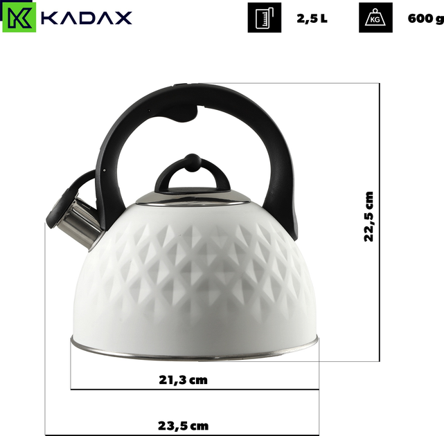 Czajnik Kadax Artaix z gwizdkiem Biały 2.5 l (5903699493298) - obraz 2