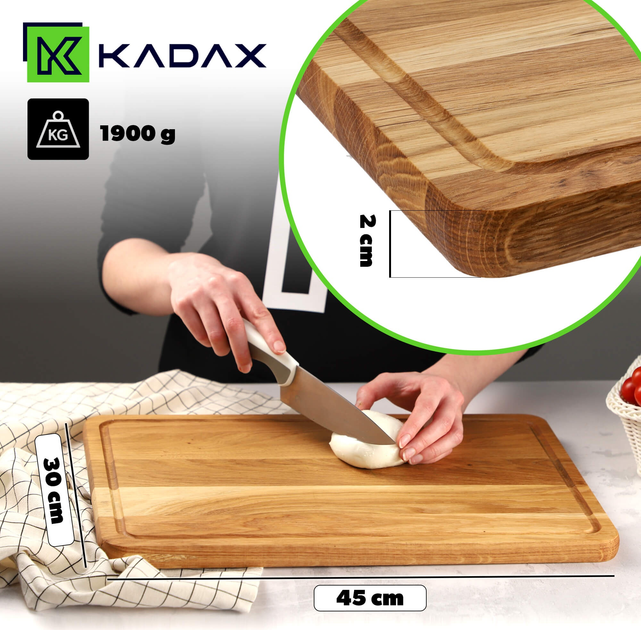 Deska do krojenia Kadax dębowa 45 x 30 cm (5903699446713) - obraz 2