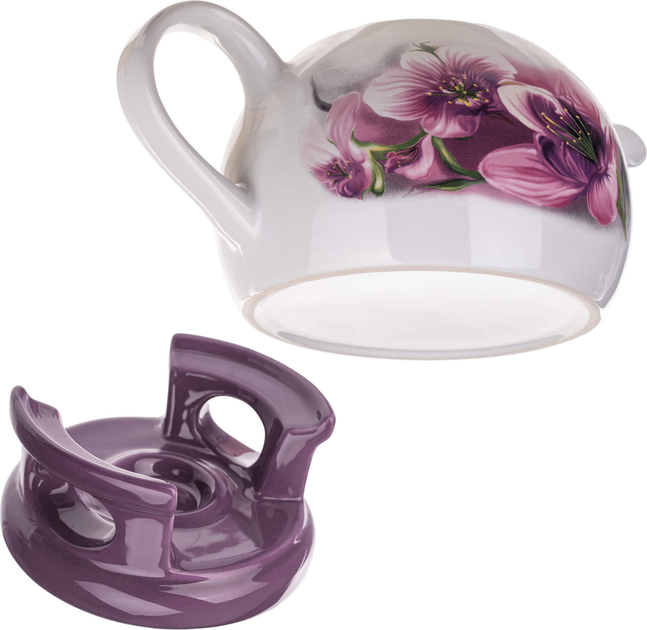 Dzbanek na herbatę ceramiczny Kadax Irais z podgrzewaczem Biało-Fioletowy 1 l (5906638318461) - obraz 6