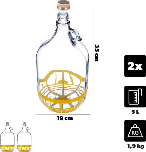 Zestaw gąsiorów Kadax na wino z zakrętką 5 l x 2 szt (5903699436677) - obraz 2