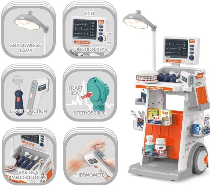 Zestaw medyczno-dentystyczny z wózkiem Pomaranczowy + Akcesoria (5903864989014) - obraz 4