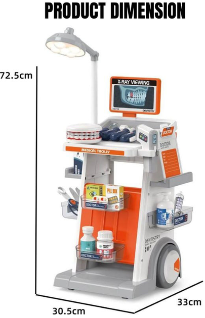 Zestaw medyczno-dentystyczny z wózkiem Pomaranczowy + Akcesoria (5903864989014) - obraz 5