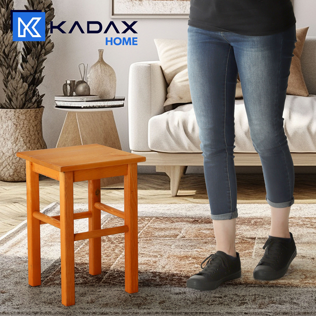 Табурет дерев'яний Kadax Rena квадратний Медовий 44 x 30 см (5903699489314) - зображення 5