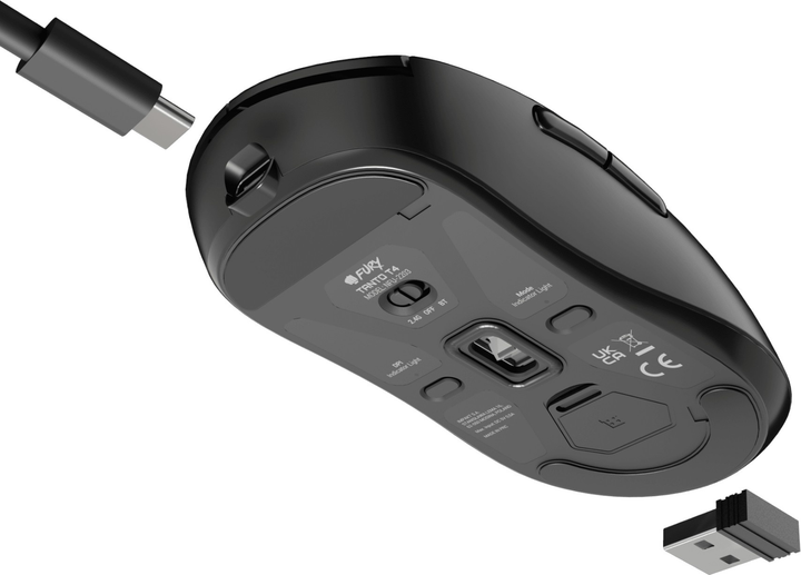 Mysz Fury Tanto T4 Wireless/Bluetooth/USB Black (NFU-2203) - obraz 14
