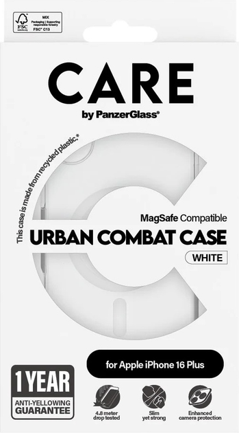Панель CARE by PanzerGlass Flagship Case Transparent Urban Combat w. White MagSafe для Apple iPhone 16 Plus (5715685004056) - зображення 4