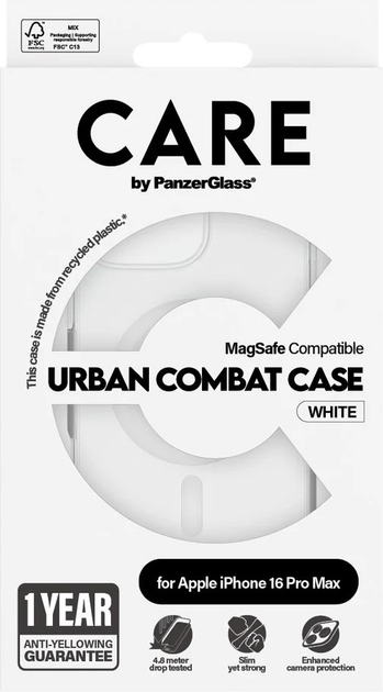 Панель CARE by PanzerGlass Flagship Case Transparent Urban Combat w. White MagSafe для Apple iPhone 16 Pro Max (5715685004063) - зображення 4