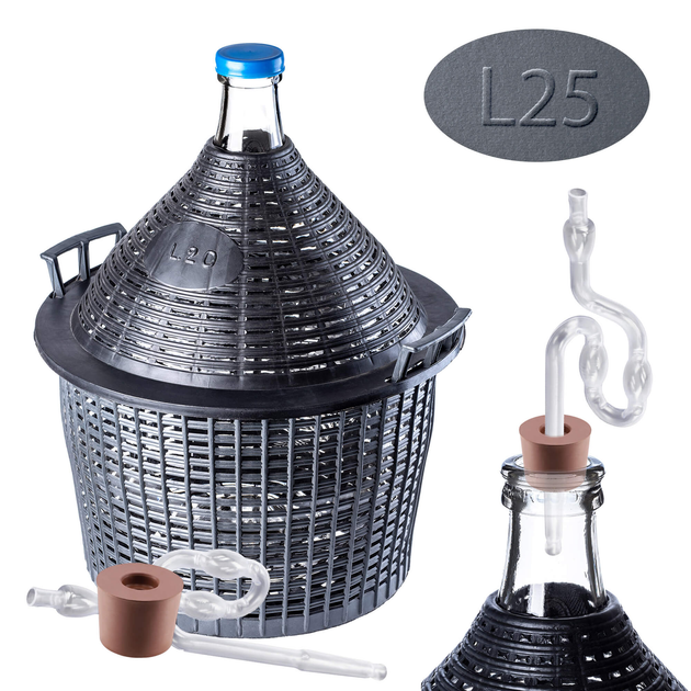Zestaw winiarski Kadax Balon 25 l + Korek nr. 3 + Plastikowa rurka (5903699487167) - obraz 1