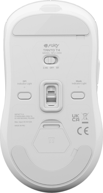 Mysz Fury Tanto T4 Wireless/Bluetooth/USB White (NFU-2204) - obraz 15