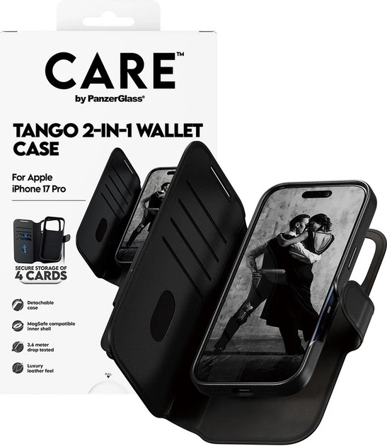 Чохол-книжка CARE by PanzerGlass Feature Case Tango Two-in-One Wallet w. MagSafe для Apple iPhone 17 Pro Black (CR75454) - зображення 4