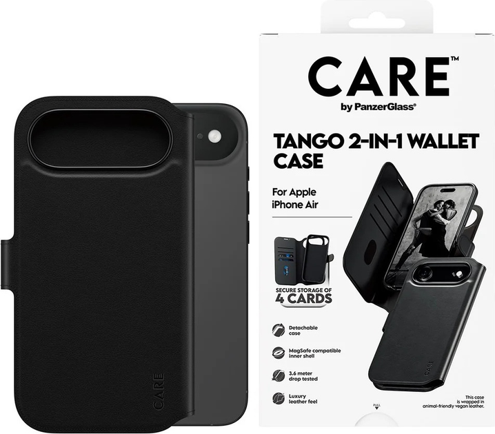 Чохол-книжка CARE by PanzerGlass Feature Case Tango Two-in-One Wallet w. MagSafe для Apple iPhone Air Black (CR78108) - зображення 3
